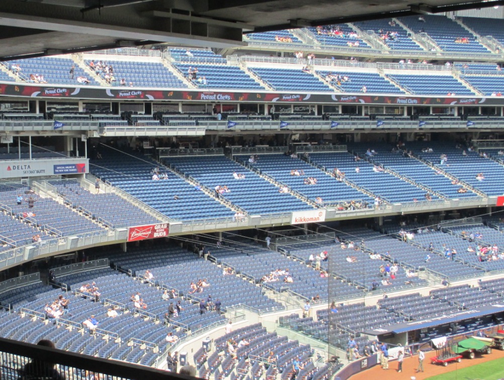 Shade under overhangs at Yankee Stadium